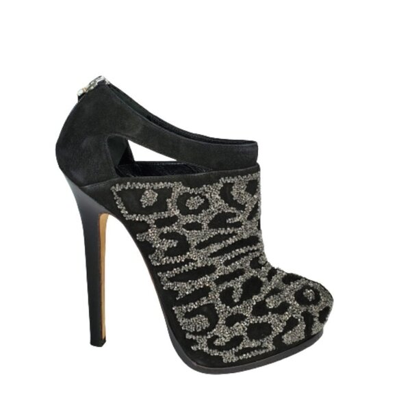 Fendi Embellished Suede Platform Ankle Booties - Picture 1 of 7